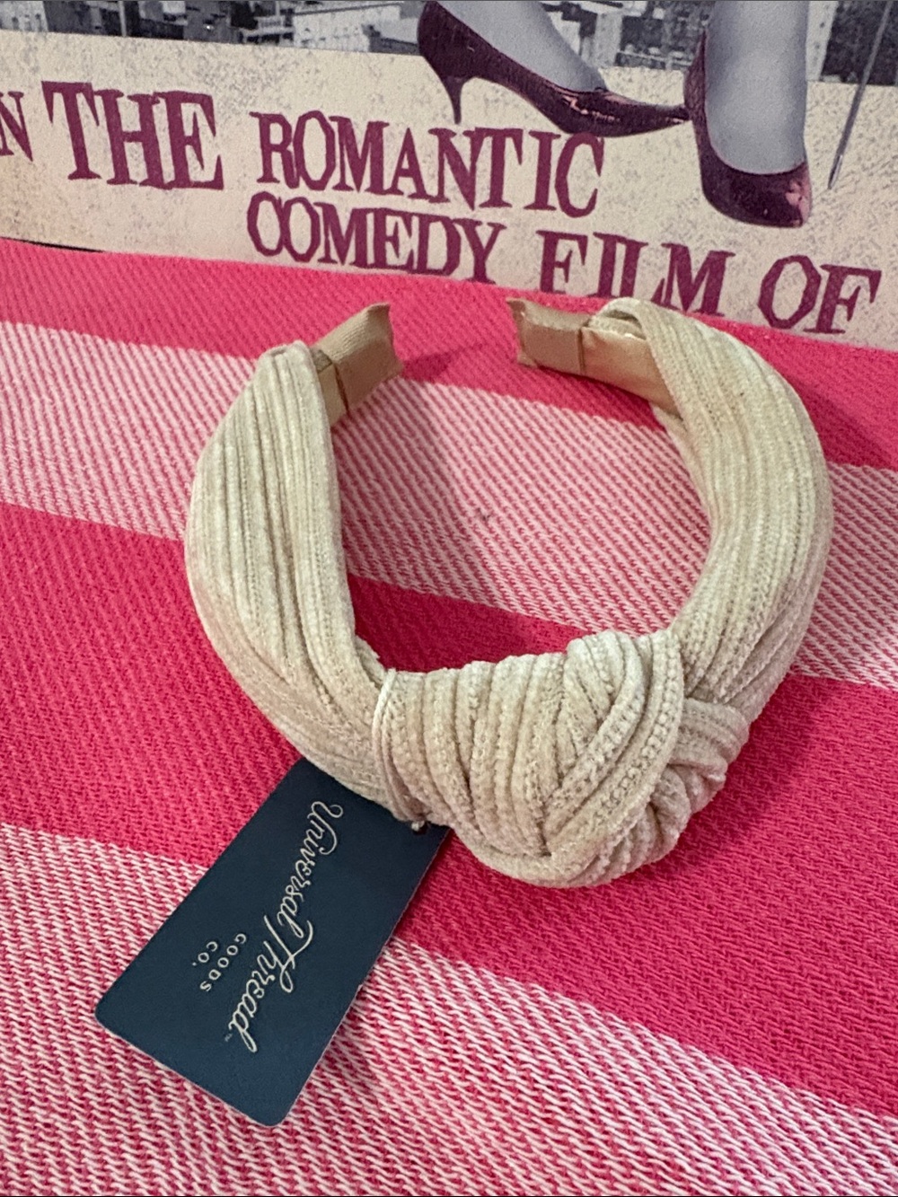 Universal Thread Beige Knotted Velvet Headband